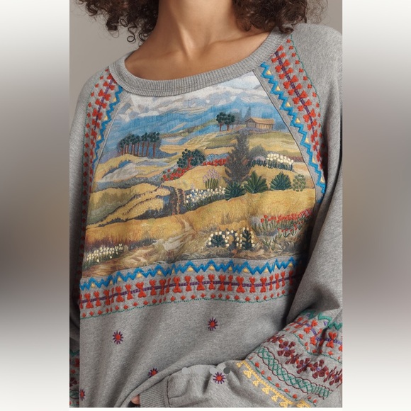 Anthropologie Sweaters - Anthropologie NWT Pilcro Embroidered Pullover Sweatshirt size L.